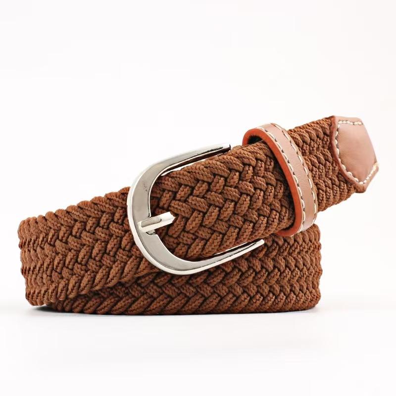 Men and Women Pin Buckle Canvas Belts, Thin Elastic Elastic Belts, Young Students Knitted Canvas Belts