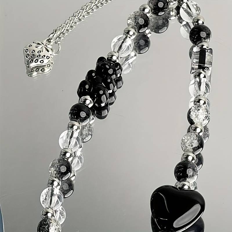 Black Love Bear Phone Chain Charm Hand Strap Cord Keycord Cellphone Lanyard Girl Keychain Mobile Phone Case Hanging Chain