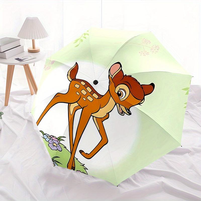 Bambi, Deer Automatic Opening and Closing Umbrella - 8 Ribs Portable Folding Umbrella with Plastic Handle, Suitable for Leisure and Hallowee