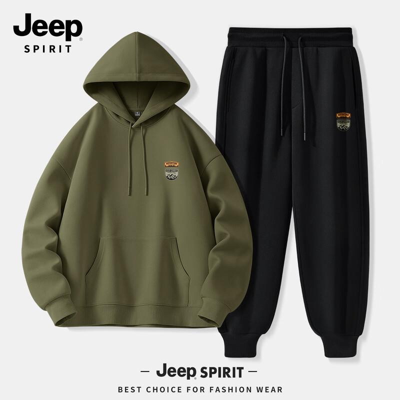 

JEEP SPIRIT Men s Hooded Sweatshirt & Cuffed Sweatpants Set 3XL