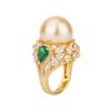 New inlaid gold white bead light gold retro fashion diamond ring 16mm