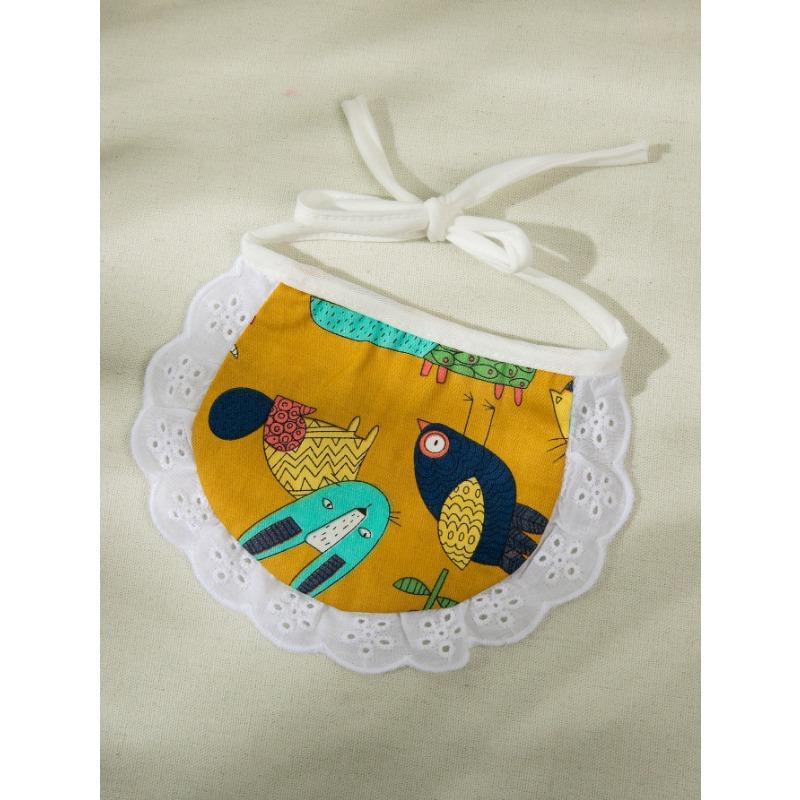 

Корейский клетчатый нагрудник с цветочным принтом, шарф для кошек, домашних животных, собак, полотенце для слюны, большой плюшевый медведь, померанский шпиц, треугольный шарф-воротник average size