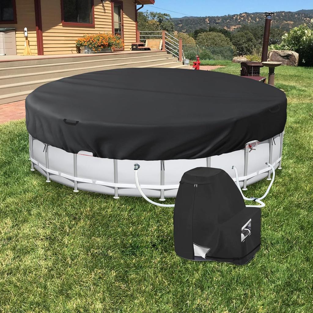 Bitubi Sand Filter Pump Cover,Waterproof Anti-UV Above Ground Pool Pump Cover,Suitable for Most Popular Brands Sand Filter on Market (Black)