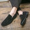 Men's Shoes Trendy Rhinestone Leather Shoes Men's Pointed Toe One-pedal Loafers Men's Casual Shoes Men's Korean Version of Youth Fashion Foot Cover