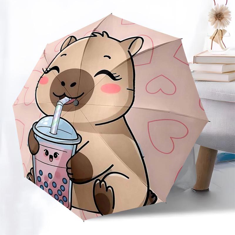 Reisparaplu met Capybara Thema - 8 baleinen, Automatische Open- en Sluiting, Draagbaar Opvouwbaar Ontwerp, Compacte en Stijlvolle Paraplu Geschikt voor Buiten