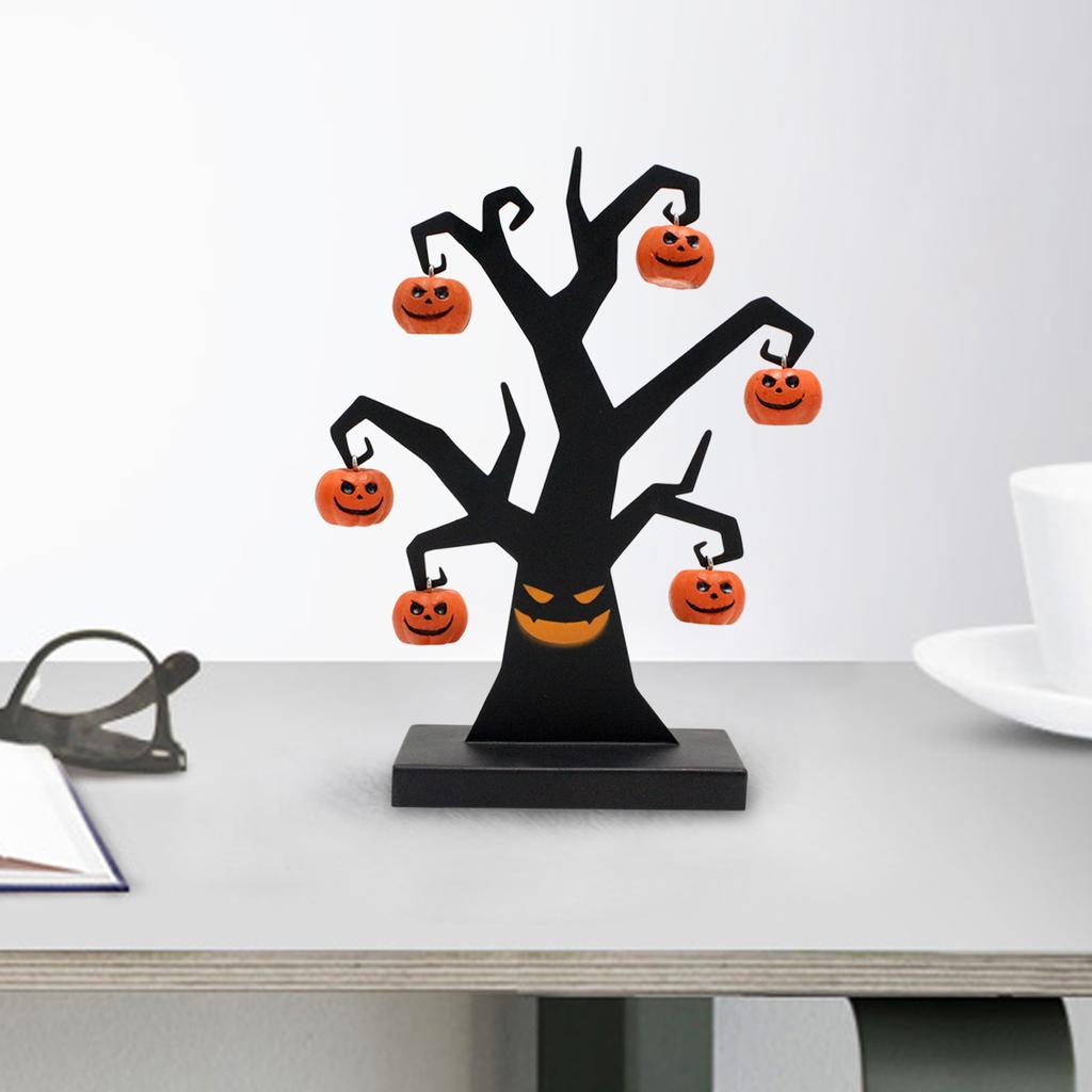 1 Piece of Pumpkin Iron Tree Handicraft, Full of Evil Pumpkin Smiling Face, Iron Tree Covered with Pumpkins, Eerie Atmosphere, H