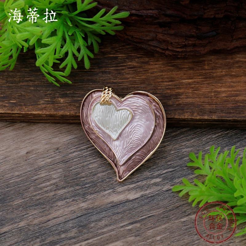 New enamel three-layer love magnetic brooch women's fashion versatile heart-shaped multi-functional badge