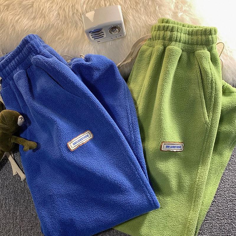 Casual Sports Pants Thick Fleece Warm Sweatpants Baggy Joggers Trousers