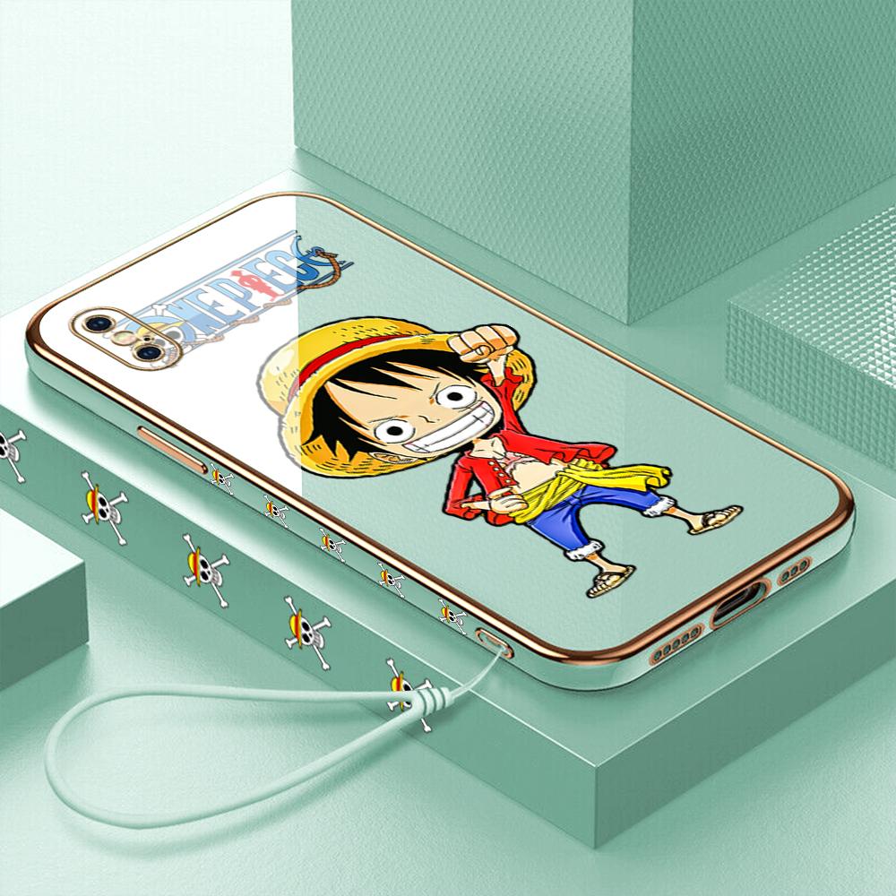 

Чехол для телефона с покрытием Луффи для OPPO A98 5G A15 Realme C3 VIVO V21E Infinix HUAWEI P30, мягкий чехол с квадратным краем Realme C3 ярко-зеленый