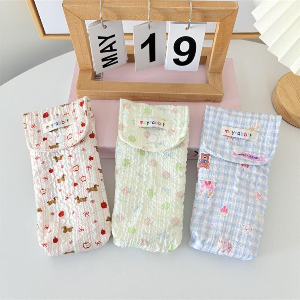 Large Capacity Glasses Bag Cute Bow/Floral Pencil Bag Simple Sunglasses Storage Bag