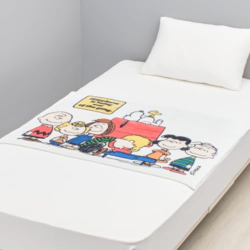 Nishikawa Snoopy Cushion in Blanket, 100x70cm, Washable, PEANUTS 75th Anniversary Face 3D Cushion, White, FQ95407604, PN5656BD