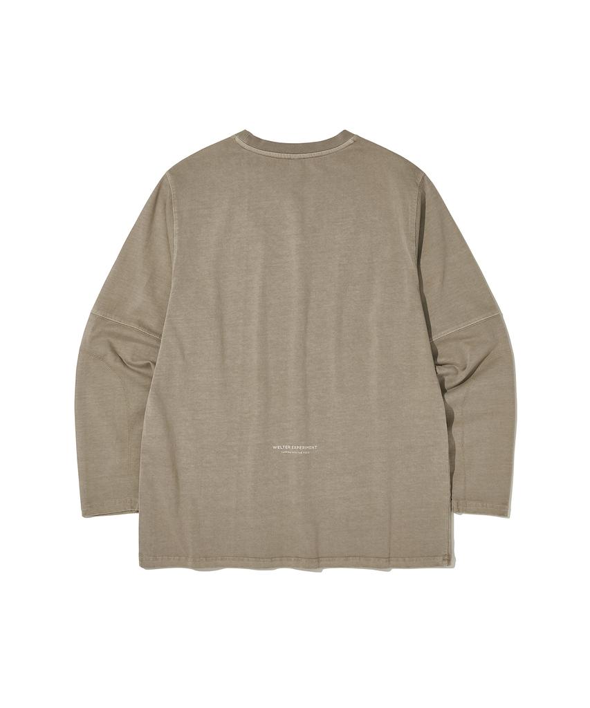 Welteoigseupelimeonteu Overdyed Trail Stitch Long Sleeves T-Shirt_Beige