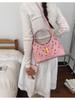 Women's Large-Capacity Color-Block Tote Bag with Cute Print