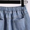 High-Waisted Loose Denim Shorts for Plus-Size Women - Summer Trendy Wide-Leg Elastic Waist 