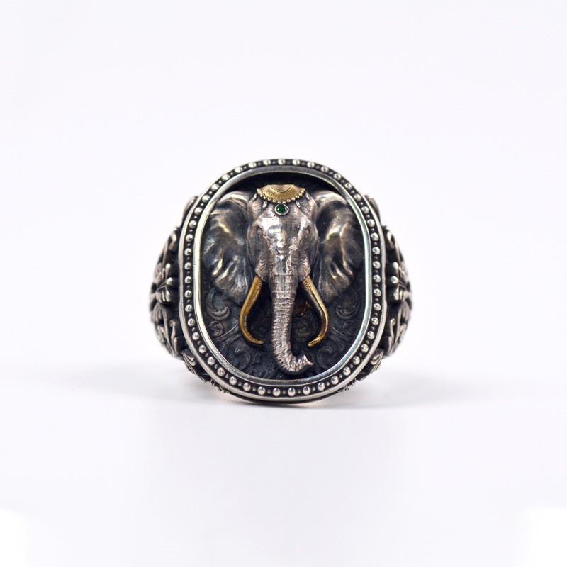 Adjustable Open Ring Men Women Elephant Motif Vintage Style Plated Geometric Animal Jewelry Adjustable Open Band
