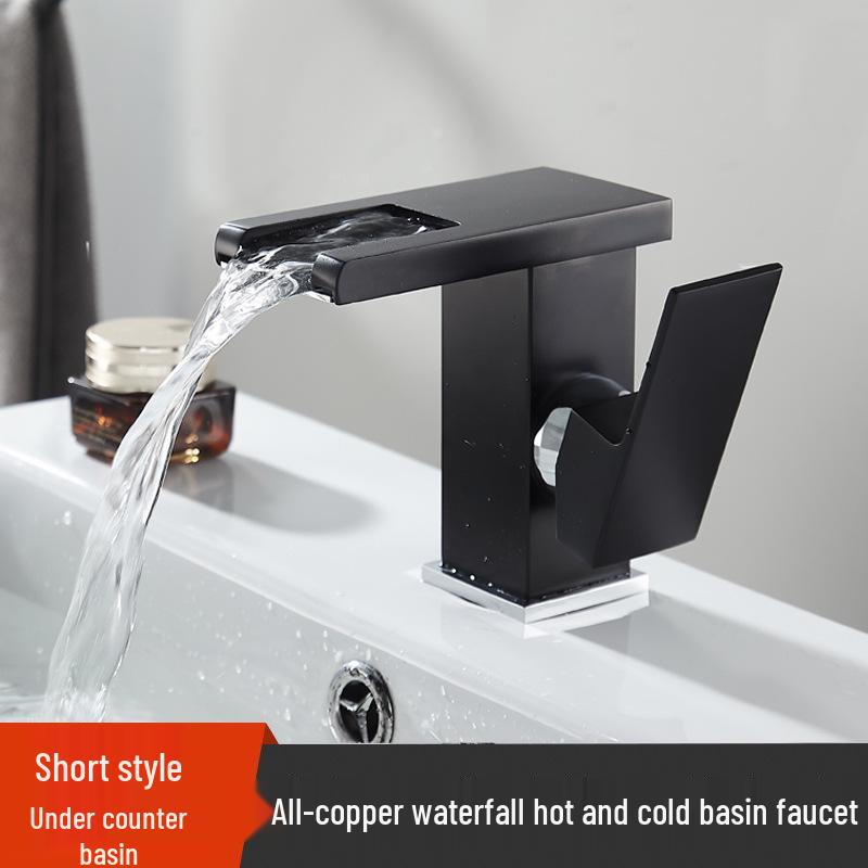 LED Waterfall Faucet for Bathroom Sink - Hot & Cold Water Basin Tap