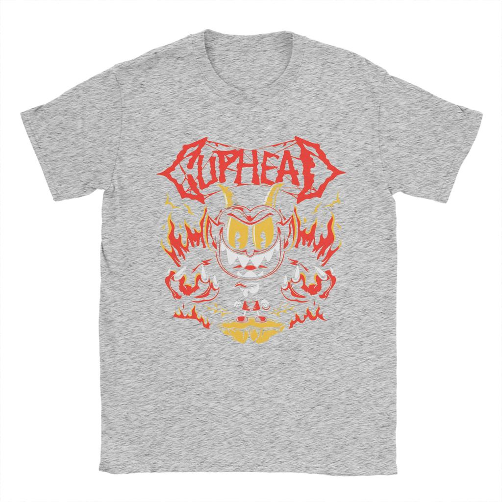 Men TShirts Cuphead Cartoon Leisure Cotton Tees Short Sleeve T Shirt Crew Neck Clothing Big Size