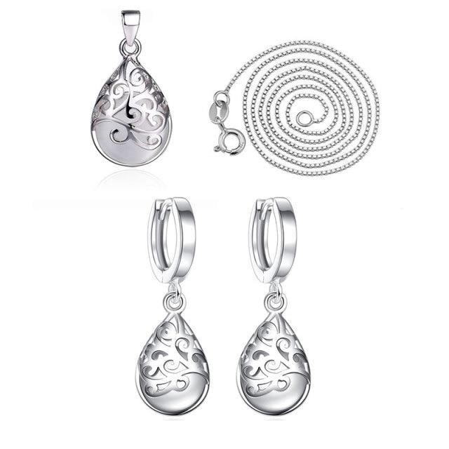 

Модное ожерелье из стерлингового серебра 925 пробы с лунным камнем, опалом и слезами, тотемное ожерелье + серьги для женщин, комплекты ювелирных изделий, подарок