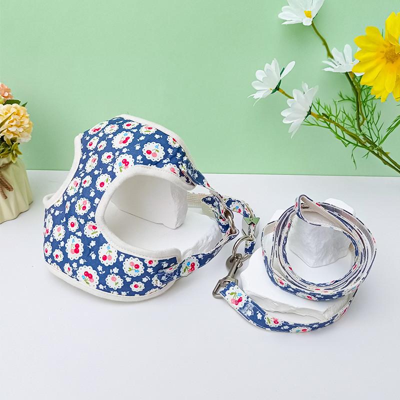 Kleines Hundegeschirr mit Leine mit Kirsch- und Enten-Print-Design für Haustiere