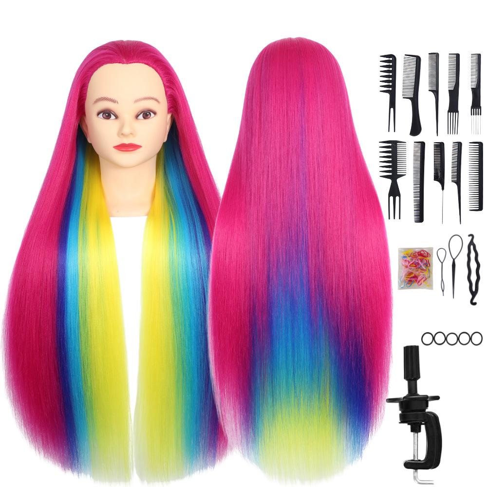 High Temperature Fiber Wig Mannequin Head for Hairdressing and Haircutting Training