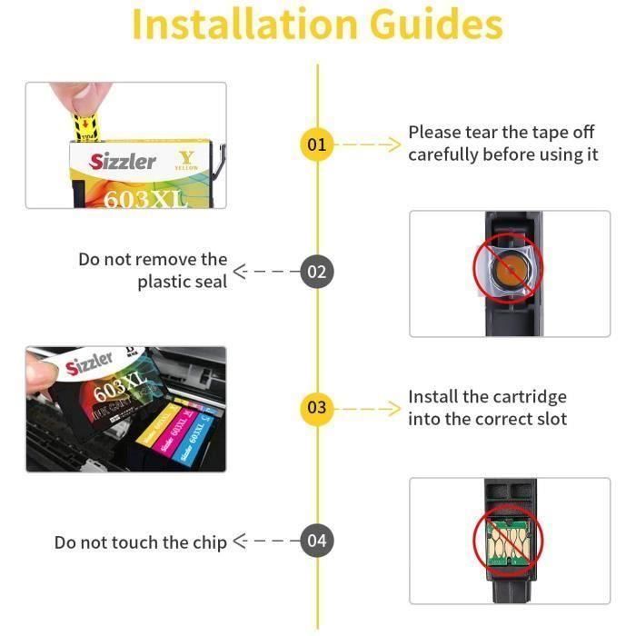Ink Cartridges - Epson - 603/603XL - Pack of 10 - Compatible - Black, Cyan, Magenta, Yellow