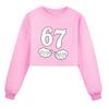 5391 Kinder Mädchen Steal a Brainrot 67 Bedrucktes Baumwoll Sweatshirt mit langen Ärmeln, kurzer Schnitt