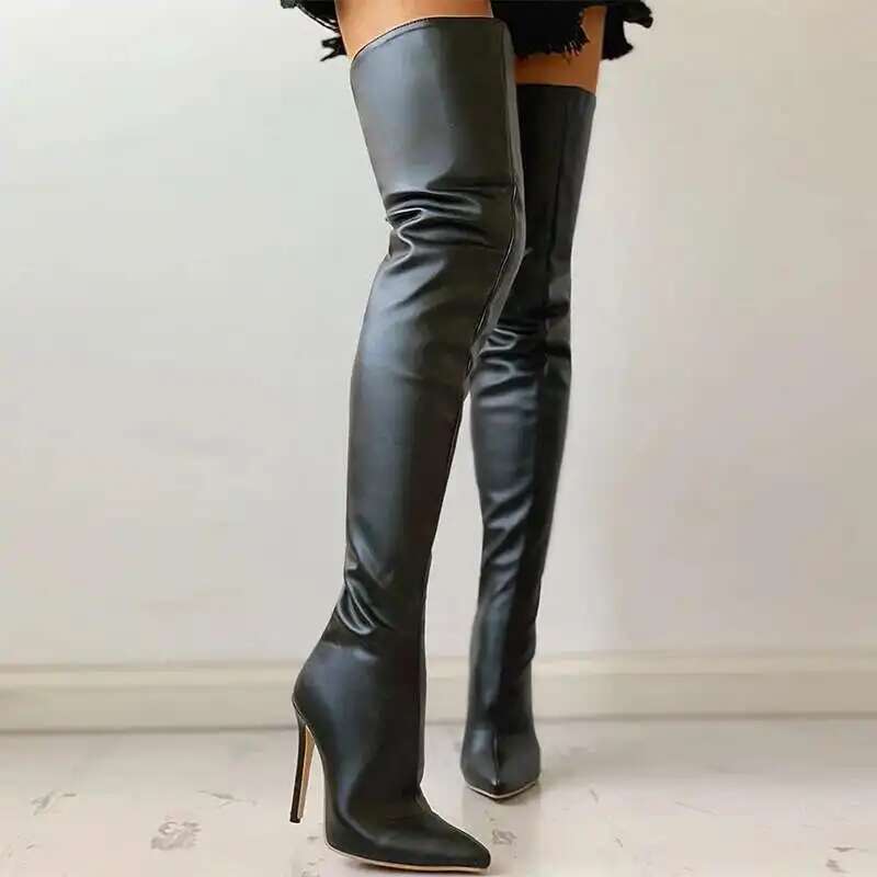 Big Size 40-46 Women's Boots High Heel 11cm Over Knee Boots Back Zipper Fashion Personality Boots