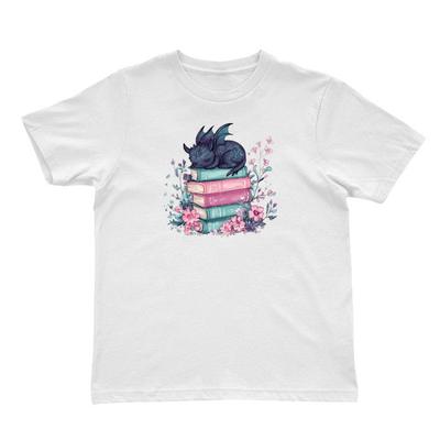 Floral Dragon Book Lover Shirt, Fantasy Bookworm Tee, Bookish Dragon Shirt