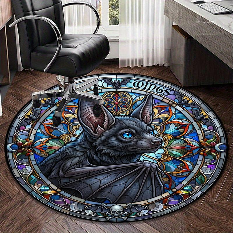 Stained Glass Bat round carpet Chair cushion Round Entryway Rug, Soft Round Rugs for Living Room, Bedroom, Circle Carpet decor gifts