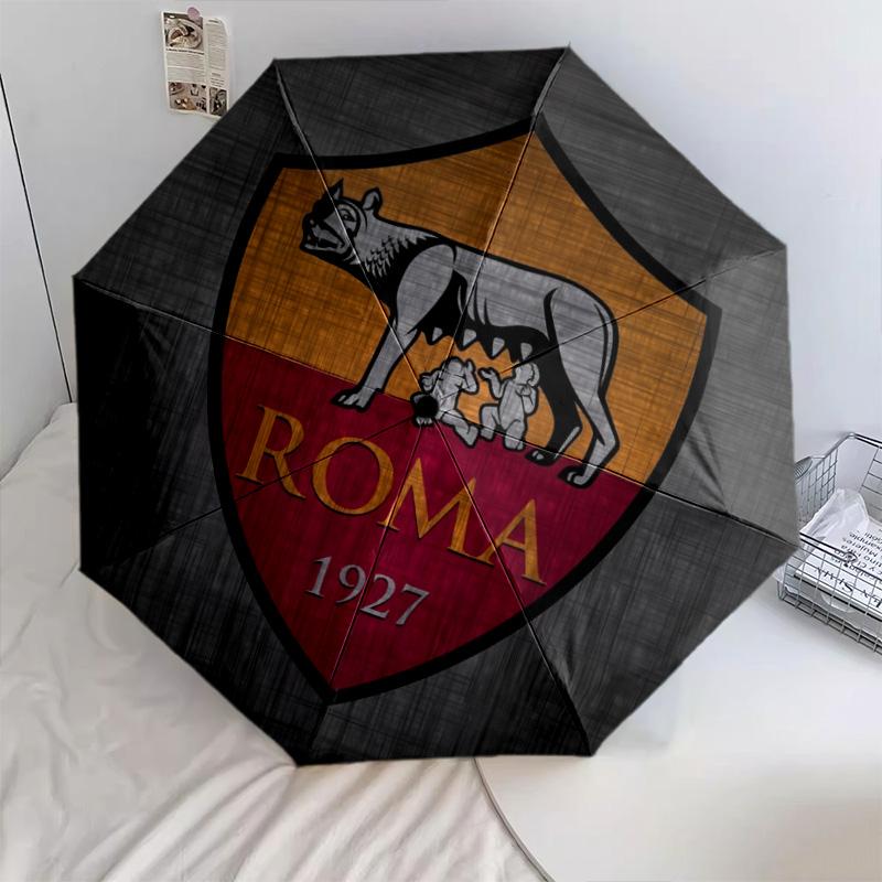 AS Roma  Pattern, Automatic Folding Umbrella, Portable and Foldable Design, 8 Ribs, a Christmas or Birthday Gift.
