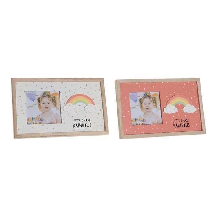 Cadre photo - DKD Home Decor - Arc-en-ciel - Bois MDF - 2 pcs - 25 x 1 x 16 cm