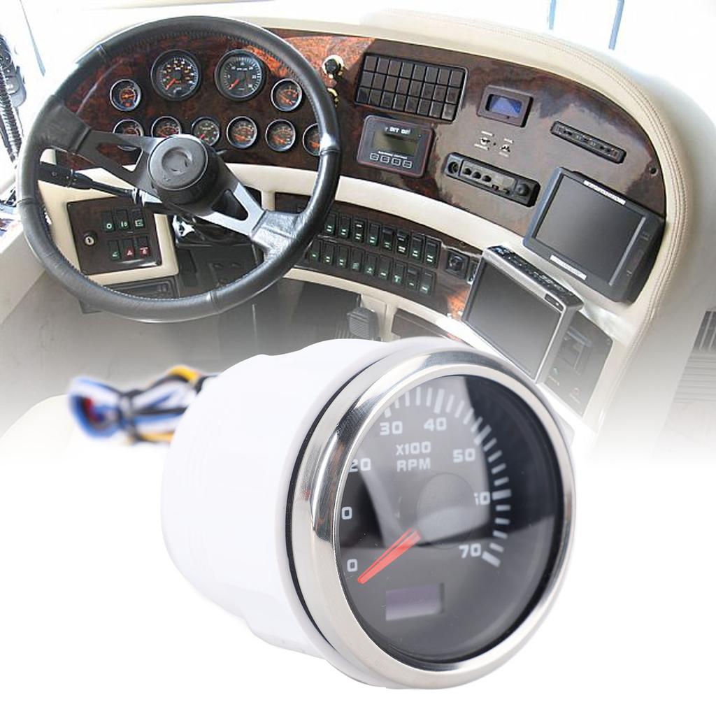 52mm 7000RPM Tachometer with Hourmeter 7 Color Backlight   9-32V RPM Gauge for Truck Tractor Car RV Boat