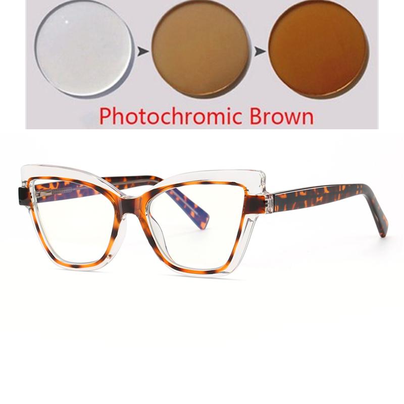 

0 -0.5 -0.75 To -6.0 Tea Frame Cat Eye Prescription Glasses For The Nearsighted Blue Light Blocker Student Myopia Spectacle Myopia -5.5