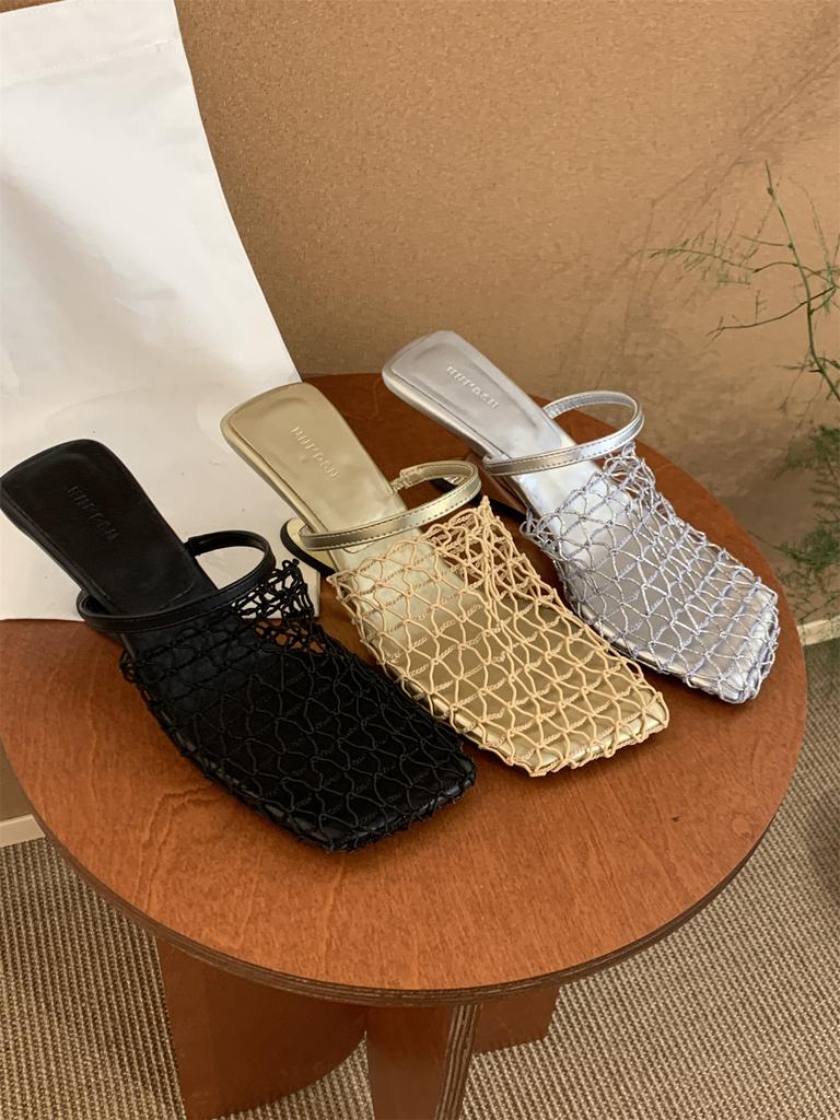 Slip On Elegant Outdoor Slippers Summer Designer Narrow Band Wedges Heel Women Slippers Casual Outdoor Dress Ballet Mules Shoes