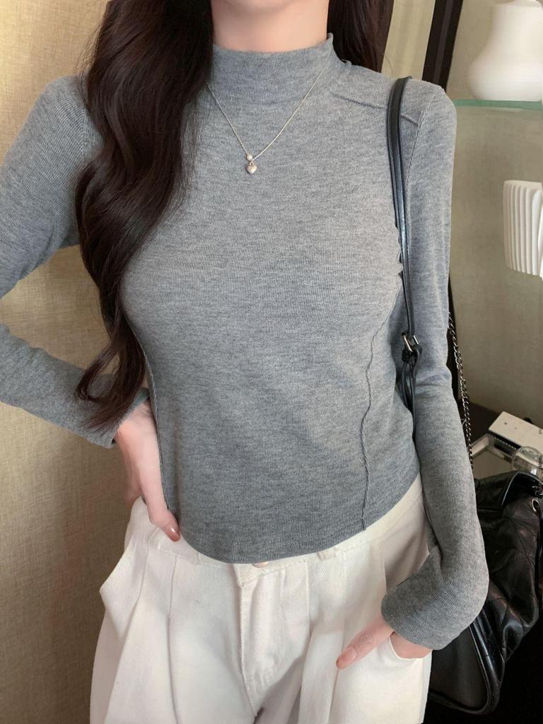 Women's High-Neck Brushed Base Layer Shirt – Slim Fit, Warm Long Sleeve, Inner Wear, Autumn/Winter Collection.