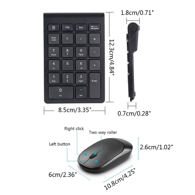 22-Key Numeric Keyboard Keypad 2.4G Wireless Number Pad and Mouse Kit Protable For Laptop Phone Tablets with USB Adapter