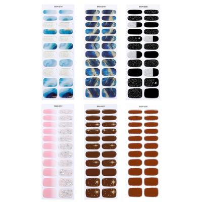 Gel Nail Stickers Set 22Pcs Full Cover Gel Nail Wraps Quick Application No Light Needed Gel for Fashionable Women