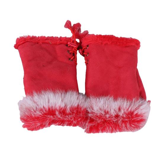 Women Fingerless Gloves Winter Suede Faux Fur Gloves Warm Fuzzy Half Finger Mittens for Women Girls Teens Writing Typing