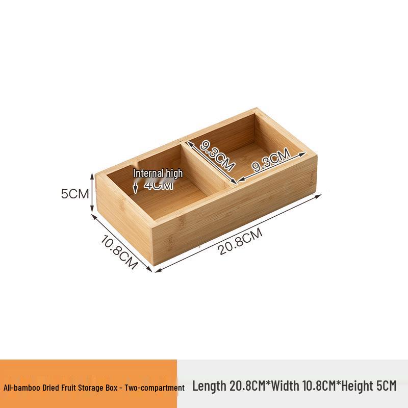 Nanmu Bamboo Nine-Grid Snack & Fruit Storage Box with Healthy Compartments