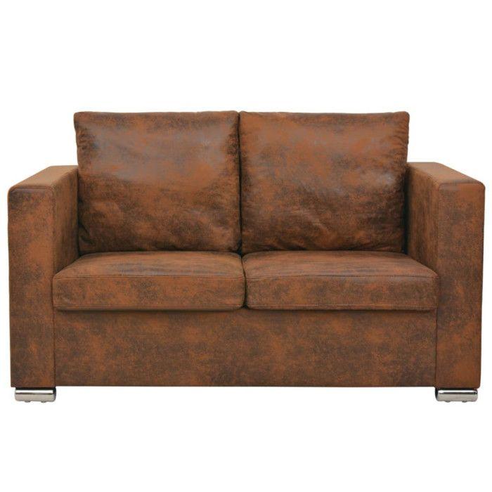 VidaXL Canapé à 2 Places Sofa de Salon Canapé de Salle de Séjour Meuble de Salon Maison Intérieur 137x73x82 cm Cuir Daim 244702