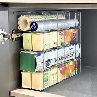 Kitchen Cabinet Drawer Plastic Wrap & Seasoning Storage Rack