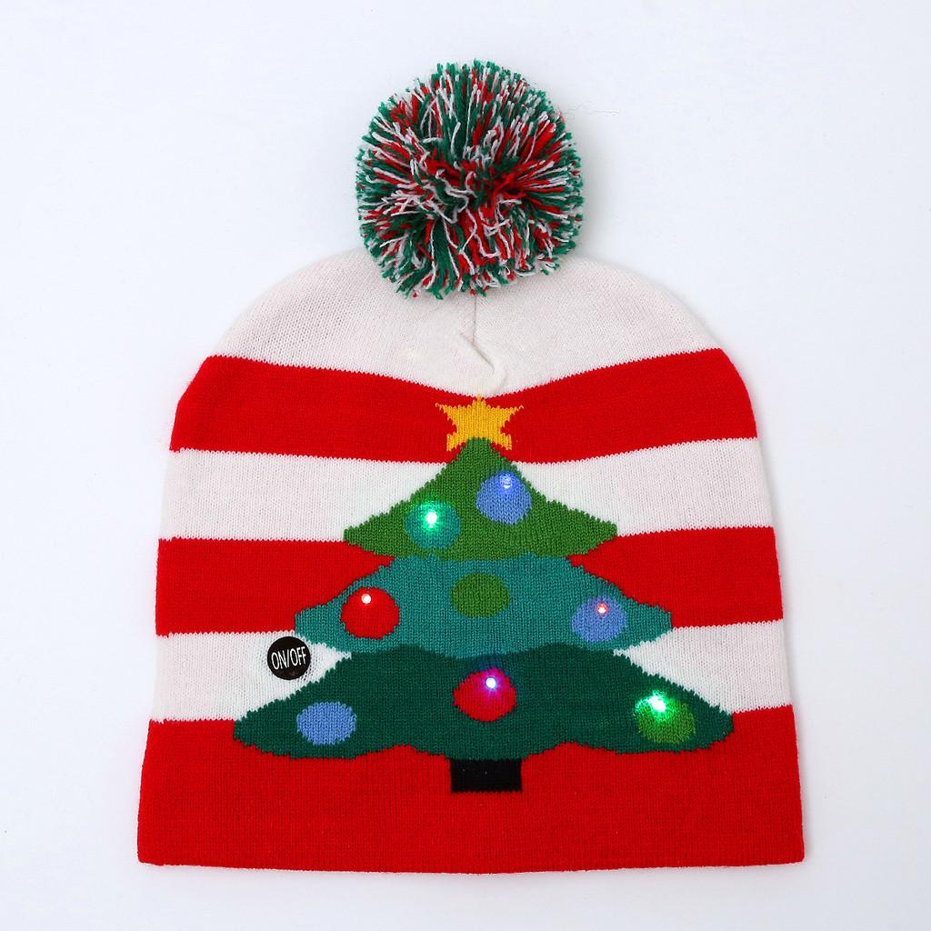 Unique Patterned Christmas Beanie Hat With Bright Led Lights For Winter Cheer