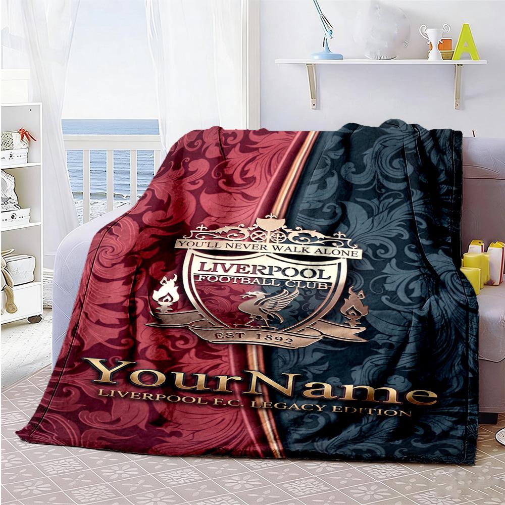 Liverpool Customize Text Blanket Throw Personalized Blanket Durable Comfort Versatile for Bedding Picnics Livingroom Office Chair