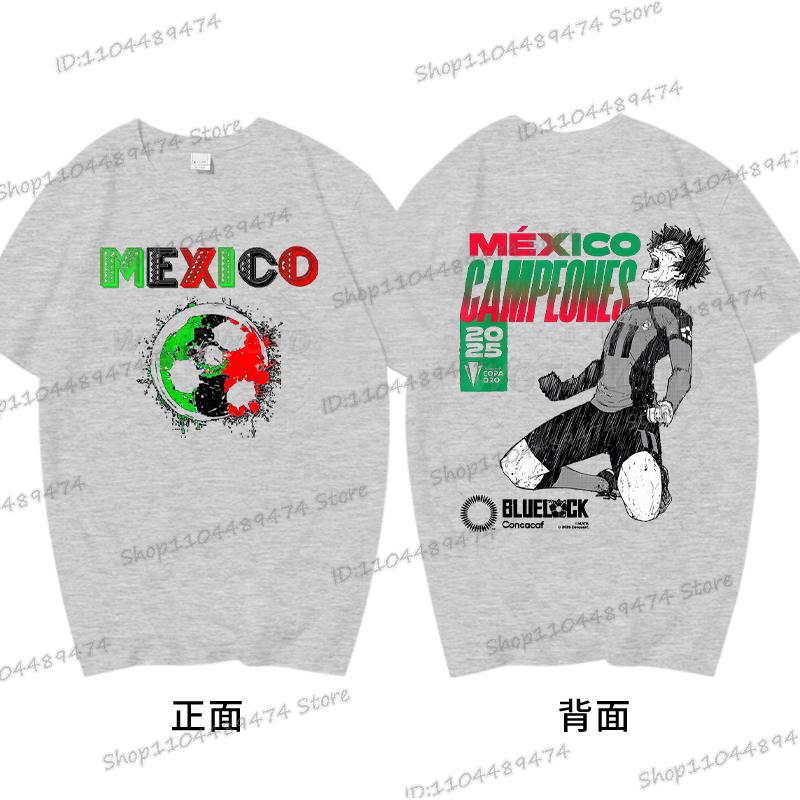 Anime Blue Lock T-shirt Harajuku Yoichi Isagi Fans Gifts Shirt Cotton Fashion Soccer Lover Tees Blue Lock Go Mexico Trend Tshirt