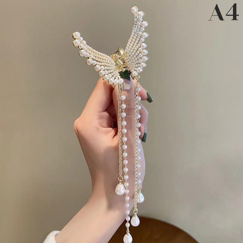 Exquisite Butterfly Tassel Hair Claw Korean Style Pearl Hair Clip