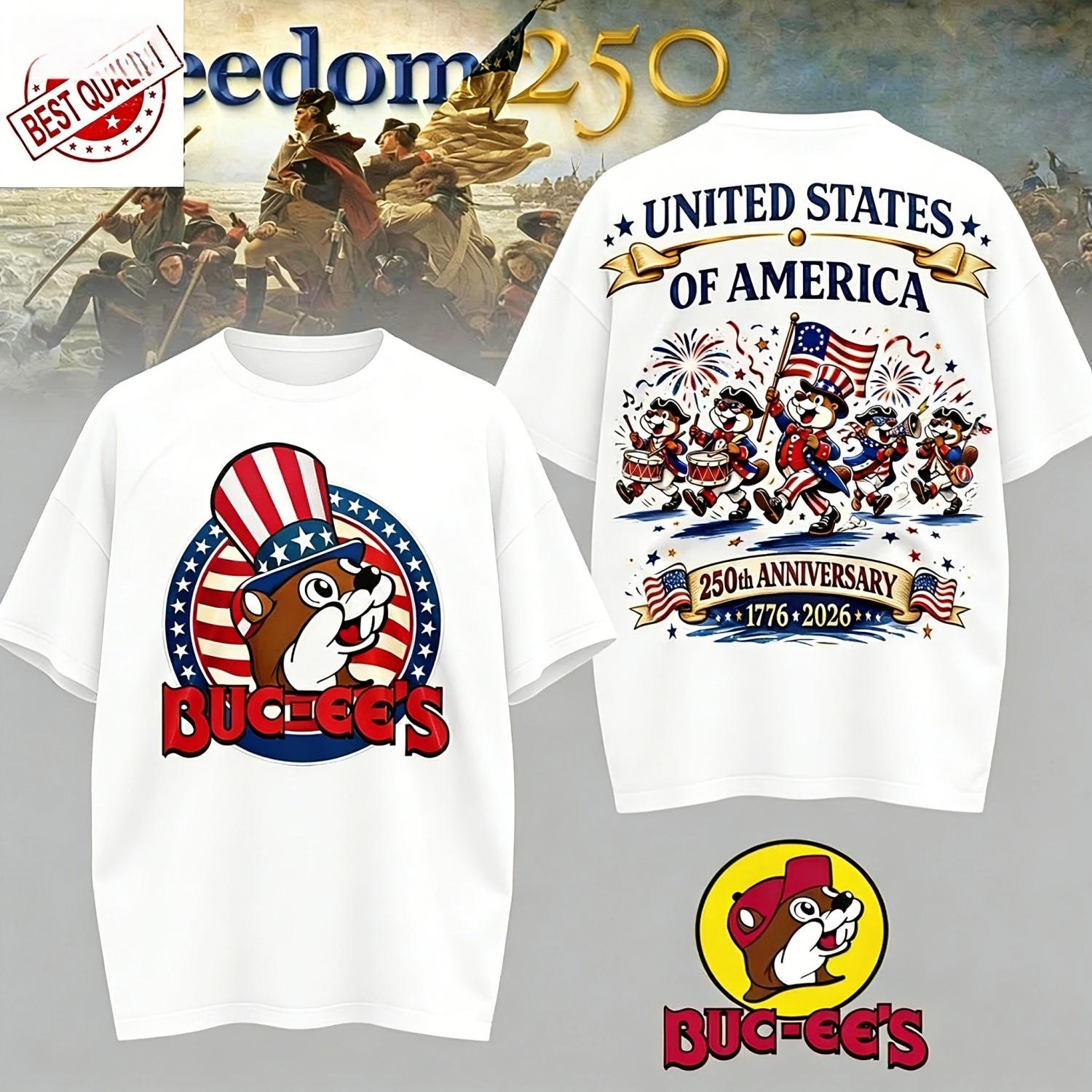 

Bucee s _United States of America 250_ 2026 North American Touring Comfortable and Breathable Retro Fashion Shirt Y2k S чёрный