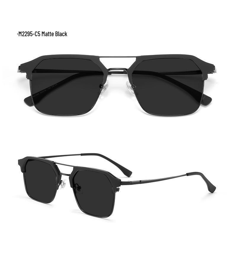 

Fashionable Double Bridge Browline Sunglasses: Anti-Glare Half Frame for Driving and Fishing