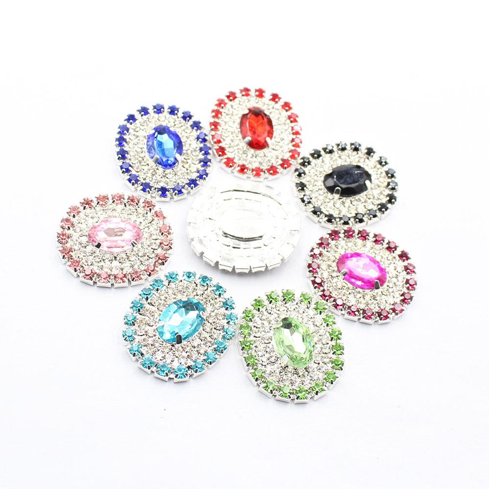 New 10 Pieces 26 * 30mm Oval Flat Bottomed Welded Crystal Color Seam Inlaid Diamond Buttons DIY Clothing Hair Accessories