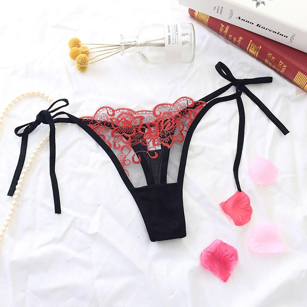Sexy Women Lingerie Transparent Embroidery Low Waist Panties Brief Panty Underwear