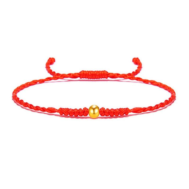 Pure Gold 999 Zodiac Red String Bracelet with Luck Beads for Baby s Full Moon or New Year